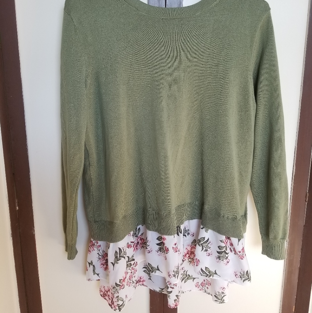 Duo material blouse